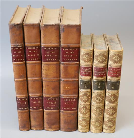Hatsell, John - Precedents of Proceedings in the House of Commons, 4 vols, qto, contemporary calf, spotting to fly leaves and early lea